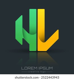 Creative design of the letters N and L. A template for a corporate brand, logo, and business card. A recognizable element of the brand name. The idea of thematic creativity