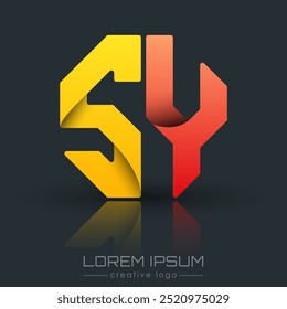 Creative design of the letters S and Y. A template for a corporate brand, logo, and business card. A recognizable element of the brand name. The idea of thematic creativity