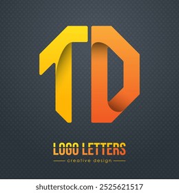 Diseño creativo de las letras T y D. Una Plantilla para una marca corporativa, logotipo y tarjeta de visita. Un elemento reconocible del nombre de la marca. La idea de la creatividad temática