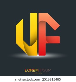 Creative design of the letters U and F. A template for a corporate brand, logo, and business card. A recognizable element of the brand name. The idea of thematic creativity