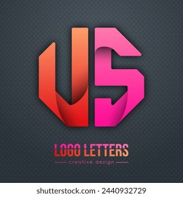 Creative design of the letters U and S. A template for a corporate brand, logo, and business card. A recognizable element of the brand name. The idea of thematic creativity