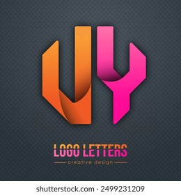 Creative design of the letters U and Y. A template for a corporate brand, logo, and business card. A recognizable element of the brand name. The idea of thematic creativity