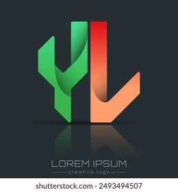 Creative design of the letters Y and L. A template for a corporate brand, logo, and business card. A recognizable element of the brand name. The idea of thematic creativity