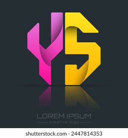 Creative design of the letters Y and S. A template for a corporate brand, logo, and business card. A recognizable element of the brand name. The idea of thematic creativity
