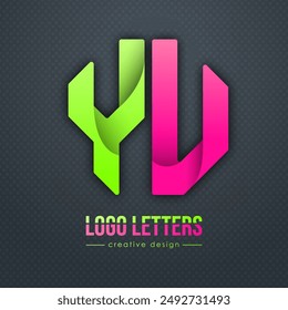 Creative design of the letters Y and U. A template for a corporate brand, logo, and business card. A recognizable element of the brand name. The idea of thematic creativity