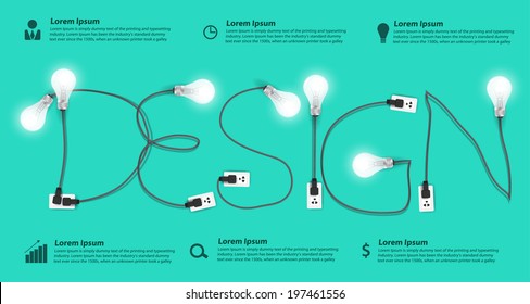 Creative design light bulb idea abstract infographic, Inspiration concept modern template workflow layout, diagram, step up options, Vector illustration