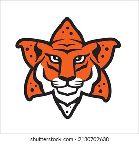 CREATIVE DESIGN OF LILY FLOWER AND TIGER