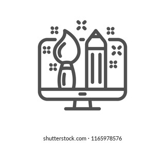 Creative design line icon. Graphic designer sign. Brush and pencil symbol. Quality design element. Classic style creative designer. Editable stroke. Vector