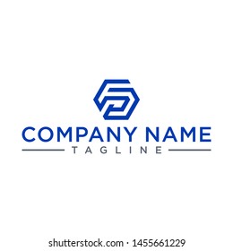 creative design line letter FP hexagon shape