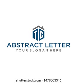 creative design line letter TC hexagon shape