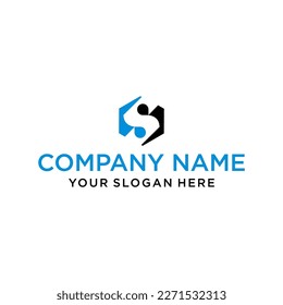 línea de diseño creativo Forma de hexágono S y logotipo de cubo con diseño de letras para identidad corporativa