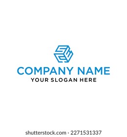 creative design line SCE hexagon shape and cube logo with lettering design for corporate identity
