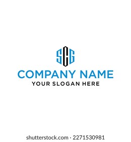 creative design line SCG hexagon shape and cube logo with lettering design for corporate identity