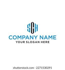 creative design line SCH hexagon shape and cube logo with lettering design for corporate identity