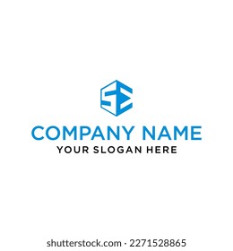 creative design line SE hexagon shape and cube logo with lettering design for corporate identity