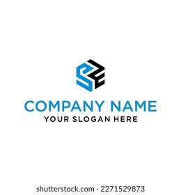 creative design line SE hexagon shape and cube logo with lettering design for corporate identity
