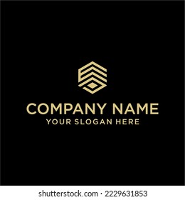 the creative design lines the EP hexagon shape and the cube logo with the letter design for corporate identity