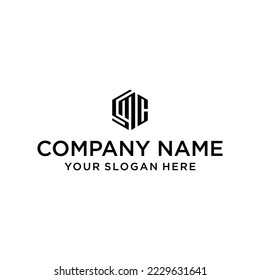 the creative design lines the SMC hexagon shape and the cube logo with the letter design for corporate identity