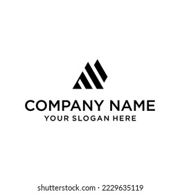 the creative design lines the AM triangle shape and the triangle logo with the letter design for corporate identity