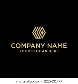 the creative design lines the WO hexagon shape and the cube logo with the letter design for corporate identity