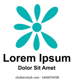 Logo de diseño creativo con una hermosa forma de flor y color azul