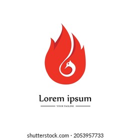 Creative design logo bird and fire. Vector illustration