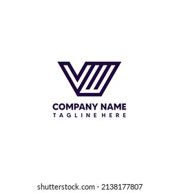 Creative design logo concept modern line letter VW