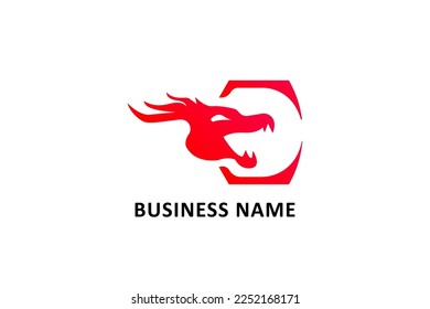 Creative design logo dragon with hexagon