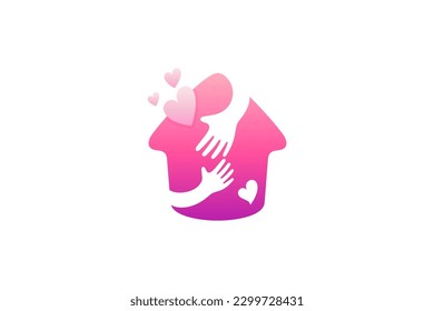 creative design logo home and love care, foundation social care, charity symbol