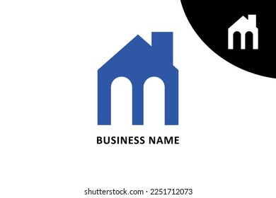 Logotipo de diseño creativo combinado con la letra M. Logo inmobiliario.