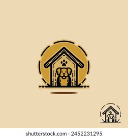Creative design logo ideas dogs with house become a brand symbol for your business, the concept of dog house or home icons
