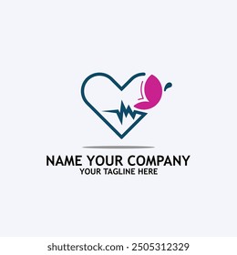 Creative design logo ideas heart with butterfly  become a brand symbol for your business, the concept icons