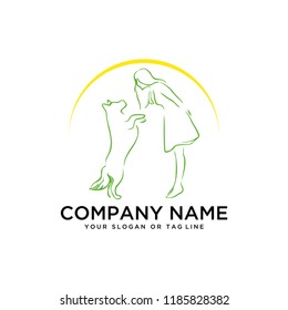 Creative design logo ideas training dogs on a white background become a brand symbol for your business, the concept of dog training icons