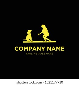 Creative design logo ideas training dogs on a white background become a brand symbol for your business, the concept of dog training icons.