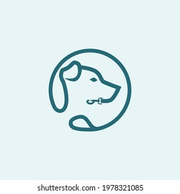 Creative design logo ideas training dogs with leash  become a brand symbol for your business, the concept of dog training icons