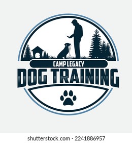 Creative design logo ideas training dogs on a white. Dog training logo ideas on a white background
