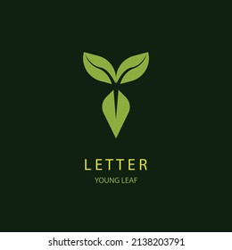 Creative design logo initial letter y with green leafs. Vector illustration can be for initial beauty business or initial people.