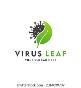 creative design logo leaf and virus. icon vector graphic illustration