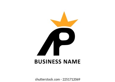 Letra de logotipo de diseño creativo AP con corona