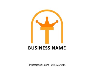 Creative design logo letter T with crown