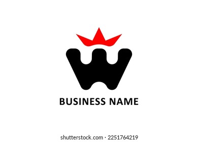 Creative design logo letter W with crown