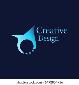 Creative Design Logo with Light Blue Color and Dark Blue Background