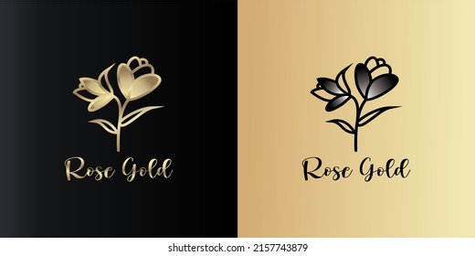 Logo de diseño creativo vector libre de oro Rose