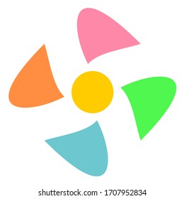 Creative design logo with a shapes that forms a colorful rectangle and there is a circle in the middle