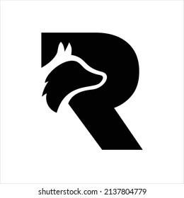 Creative Design Logo Wolf With Shape Letter R Template Vector Illustrations