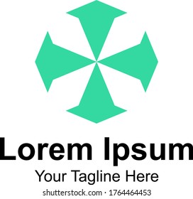 kreative Designlogos mit einfachen grünen Formen. Firmenlogo.