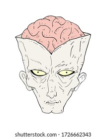 Creative design of man with his brain out