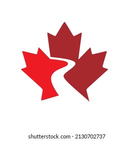 CREATIVE DESIGN OF MAPLE LEAF, LETTER R AND RIVER