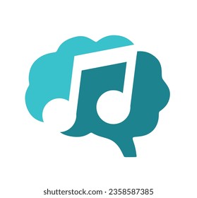 DISEÑO CREATIVO DE LA MENTE, EL CEREBRO Y EL ICONO DE MÚSICA O NOTA