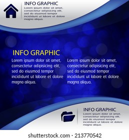creative design modern blue text box template for website and graphic. Abstract vector background, colorful lights elements.
